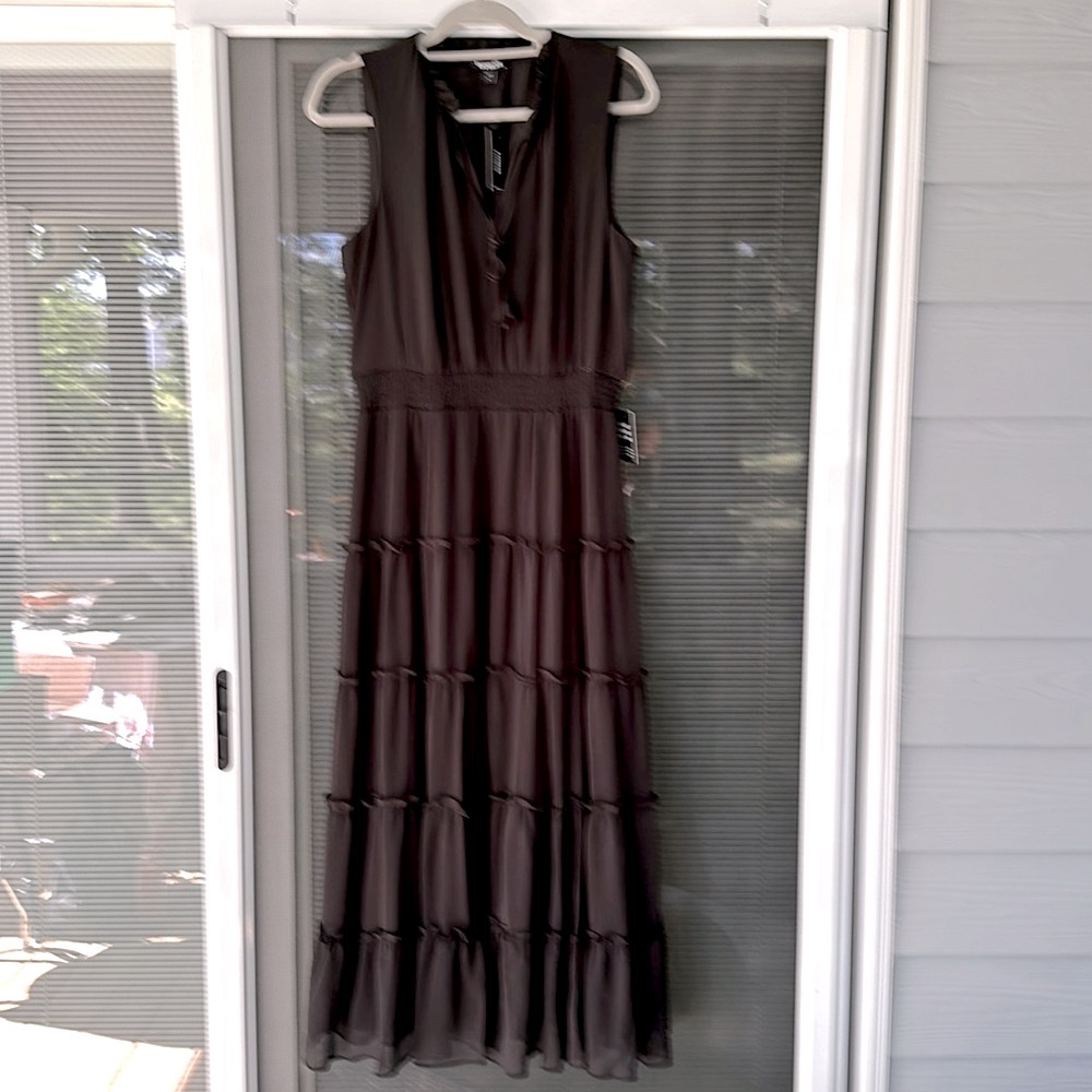 Express black tiered sleeveless boho maxi dress large 100% polyester